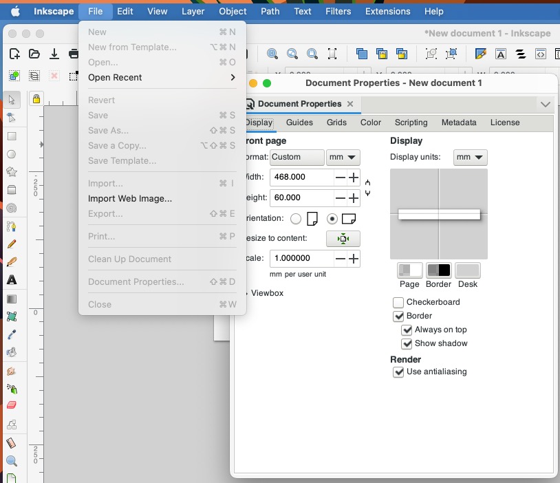 Inkscape how to change canvas size