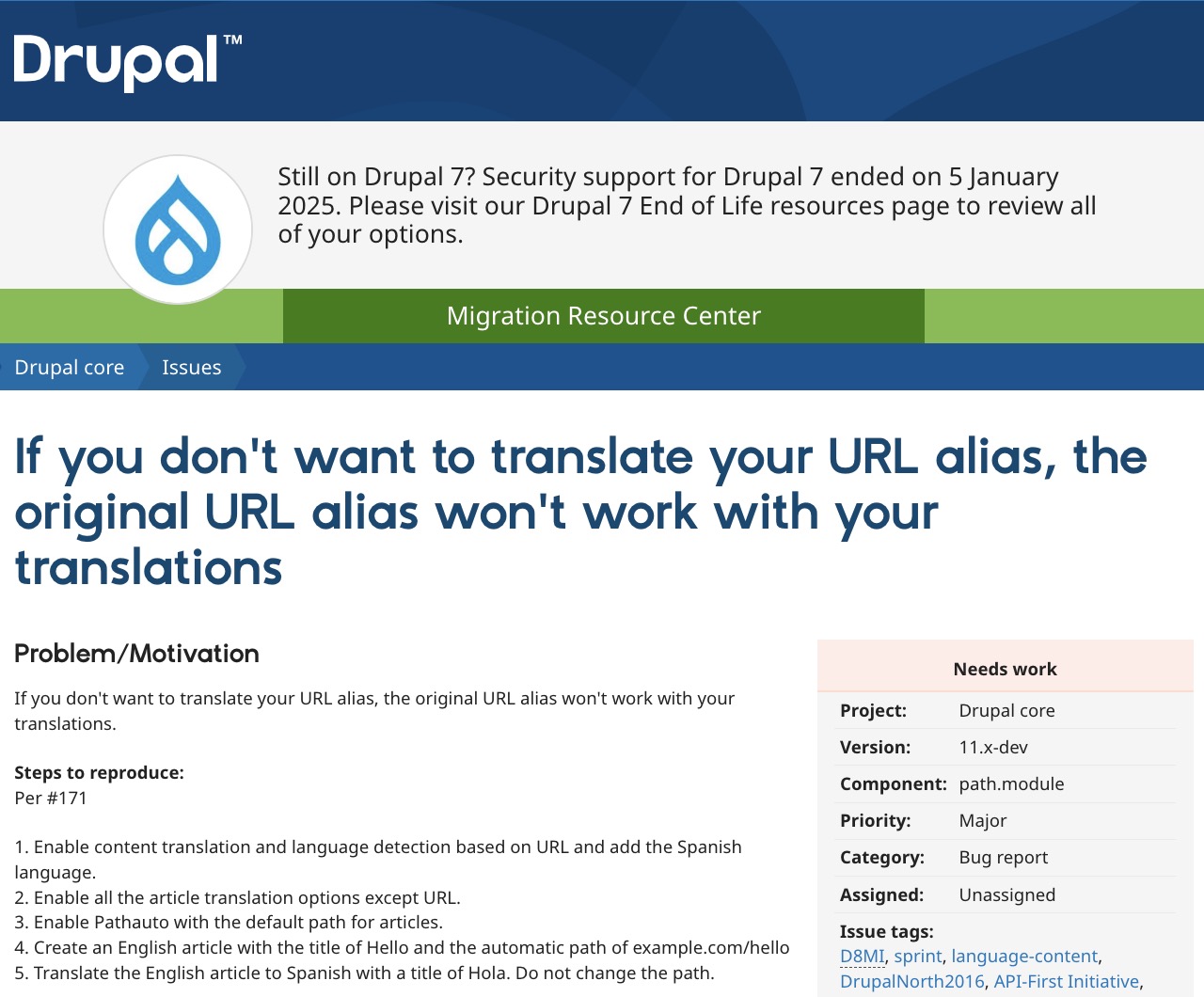 An example of a bug report and the technical conversation around it to resolve it
