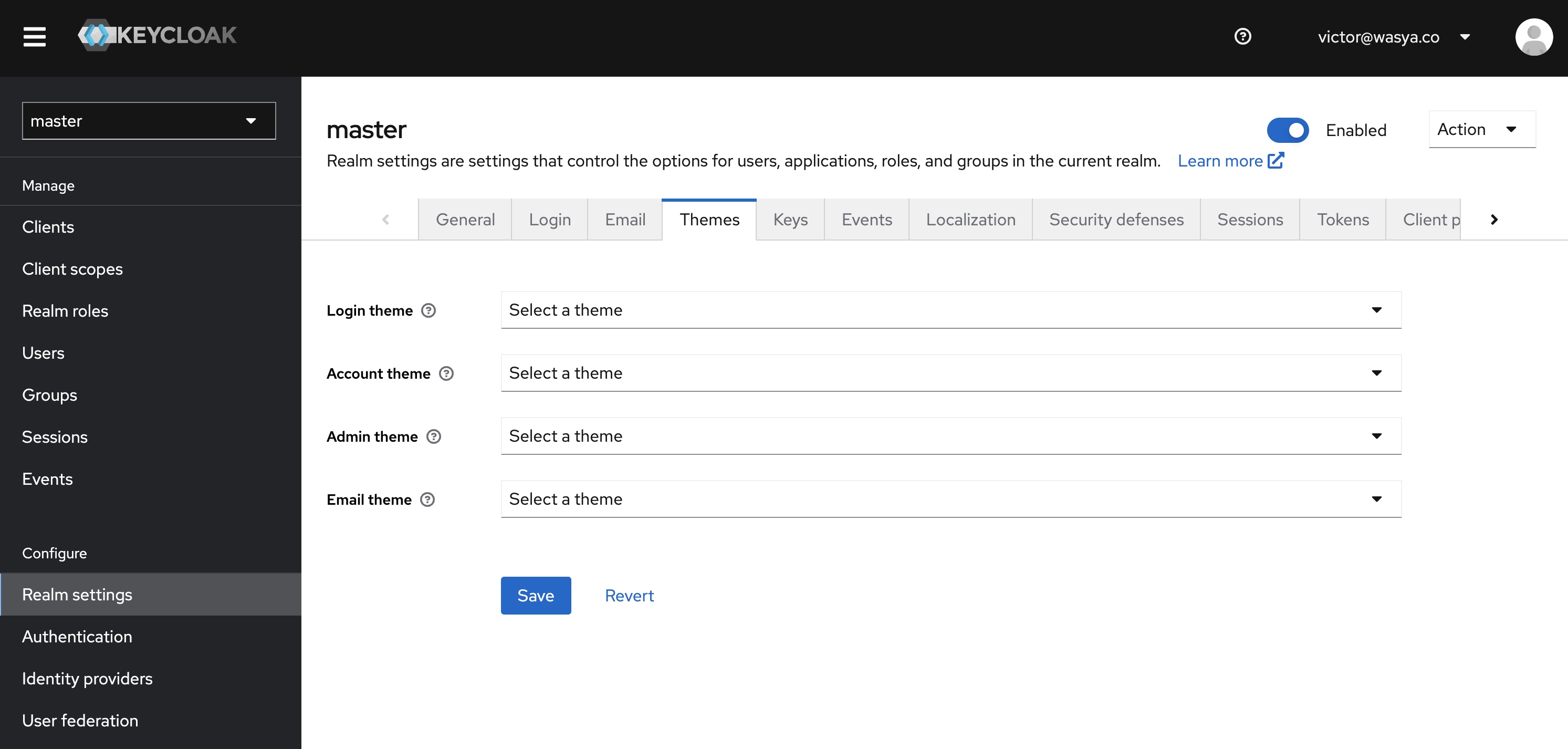 select keycloak themes
