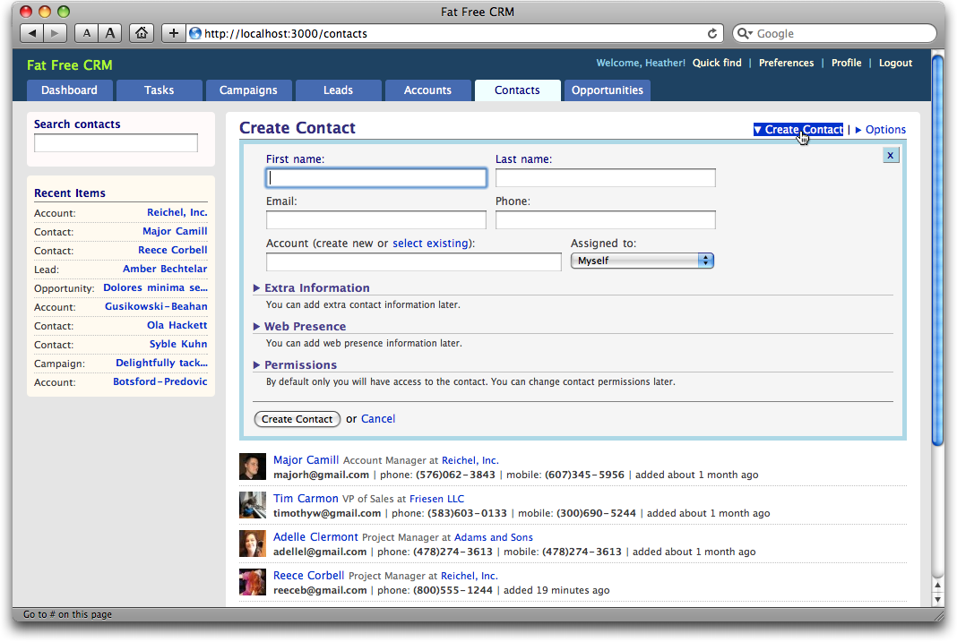 fat free crm ui