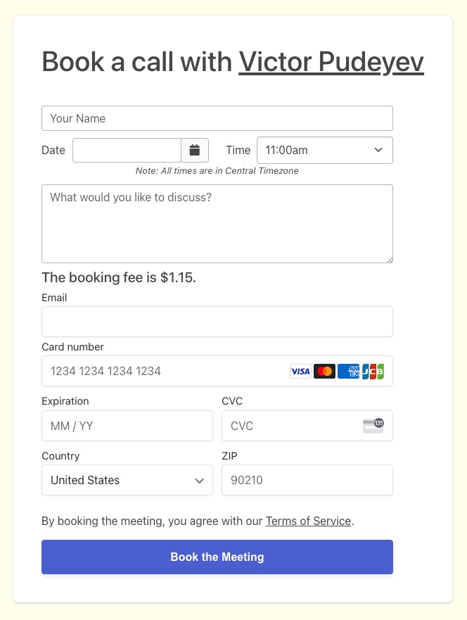 uiux for a meeting booking page